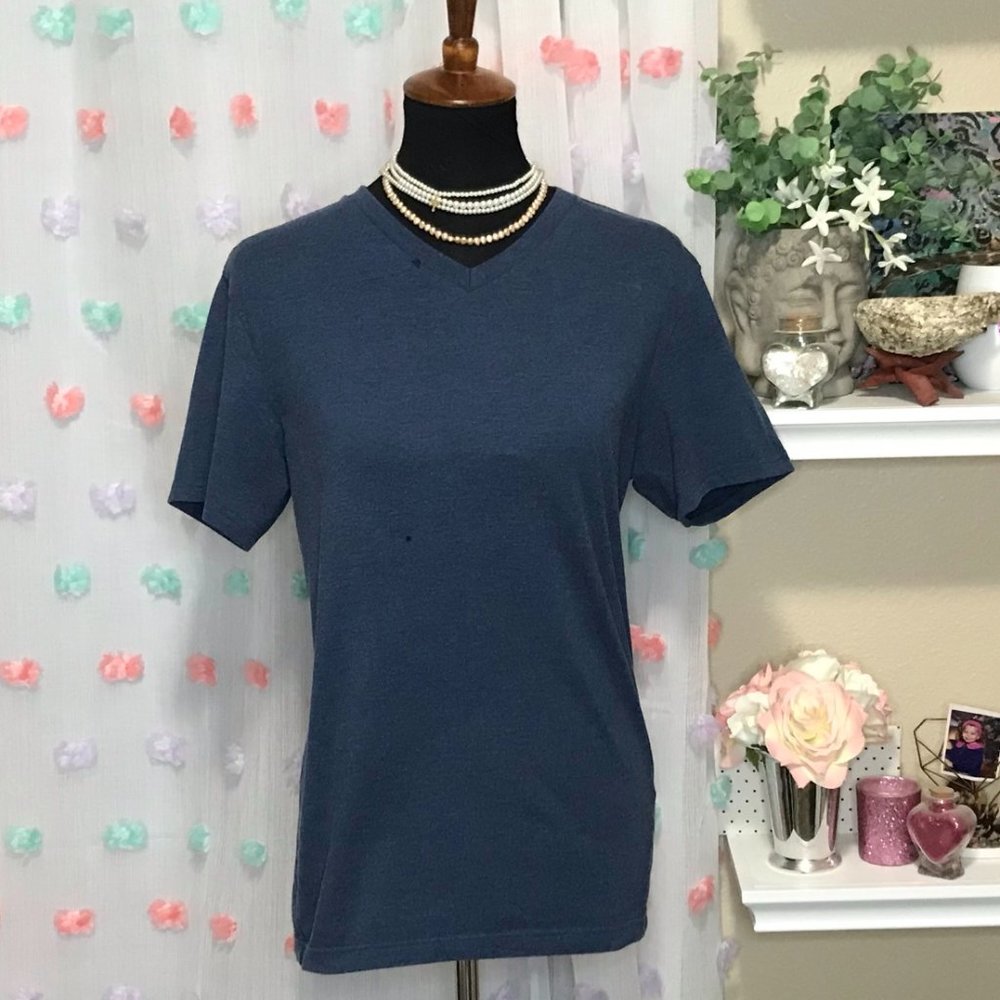 Heather Navy Express Men's Stretch V-Neck Tee
